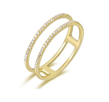 14K Yellow Gold Double Open Row Diamond Band-Rings-majolie-Yellow Gold-