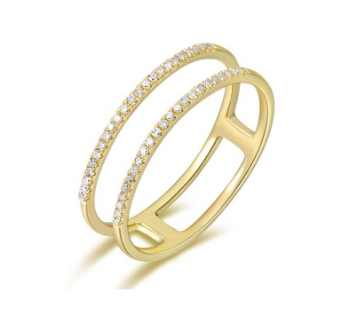 14K Yellow Gold Double Open Row Diamond Band-Rings-majolie-Yellow Gold-