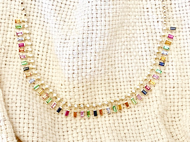 14K Yellow Gold Multi-Sapphire Gemstone Necklace-Necklaces-superbell-