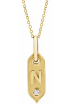 14K Yellow Initial Diamond Tag Necklace-Necklaces-Maurice's Jewelers-N-