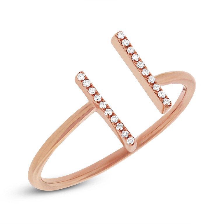 14K Yellow Gold Open Bar Diamond Ring