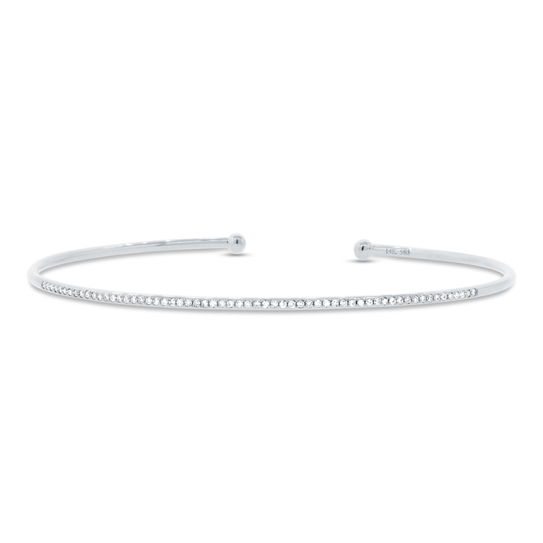 14K Rose Gold Open Stackable Diamond Bangle