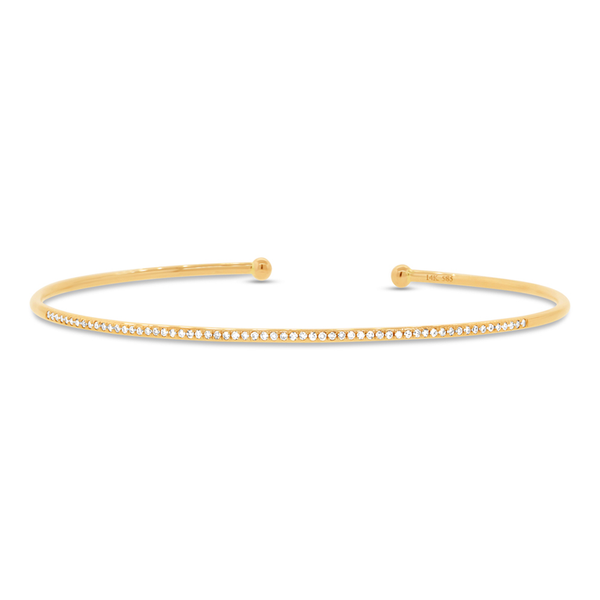 14K White Gold Open Stackable Diamond Bangle