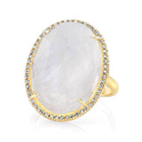 Oval Moonstone Cocktail Ring-Rings-majolie-Yellow Gold-