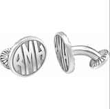 Rose Gold Plated Sterling Silver 3-Letter Block Monogram Oval Cuff Links