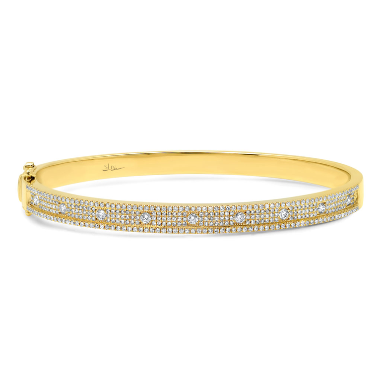 14K Rose Gold Pave Diamond Bangle-Bracelets-Maurice's Jewelers-Yellow Gold-