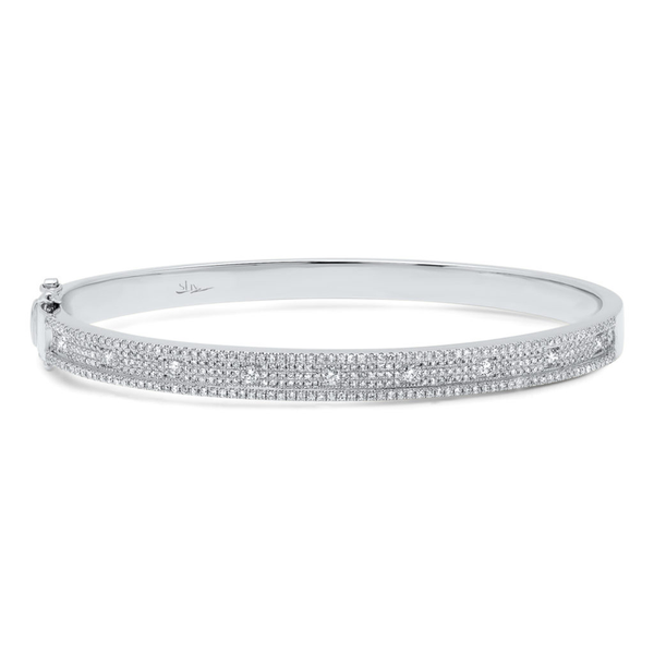 14K White Gold Pave Diamond Bangle