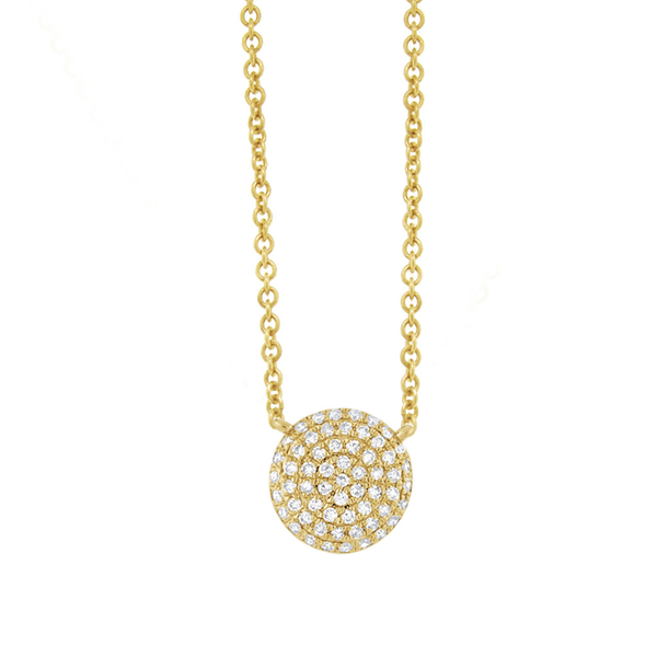 14K Rose Gold Pave Diamond Disc Necklace-Necklaces-Maurice's Jewelers-Yellow Gold-