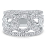 14K White Gold Pave Diamond Link Ring