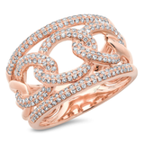 14K Rose Gold Pave Diamond Link Ring