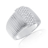 14K Yellow Gold Pave Diamond Ribbed Ring-Rings-Maurice's Jewelers-White Gold-5-