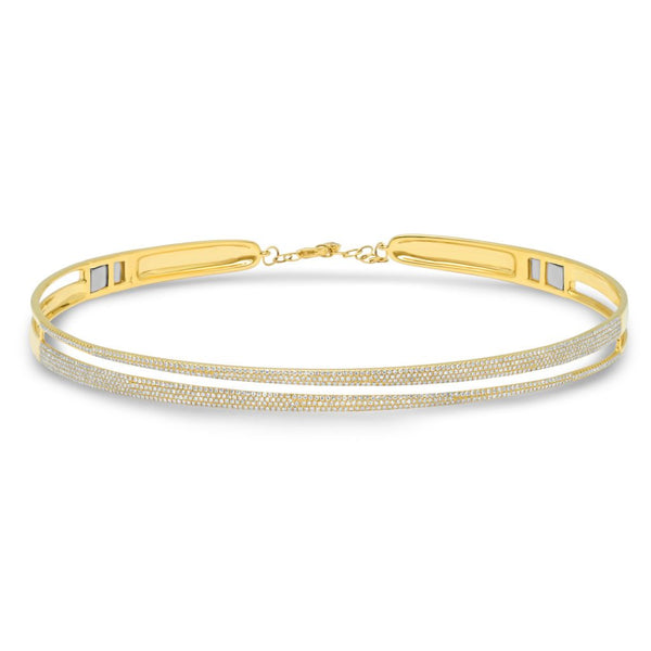 14K Yellow Gold Pave Diamond Split Choker Necklace-Necklaces-Maurice's Jewelers-Yellow Gold-