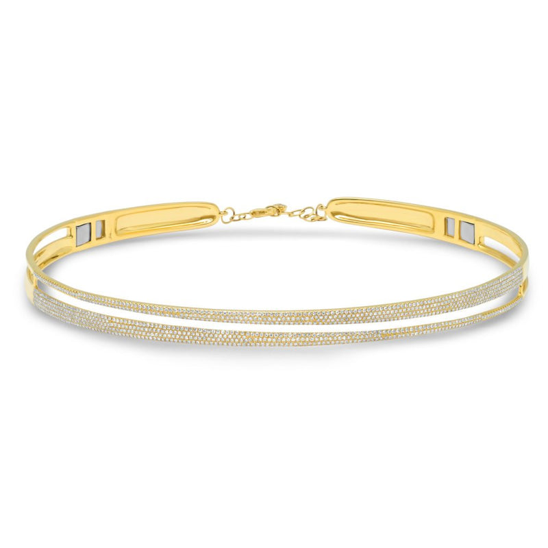 14K White Gold Pave Diamond Split Choker Necklace-Necklaces-Maurice's Jewelers-Yellow Gold-