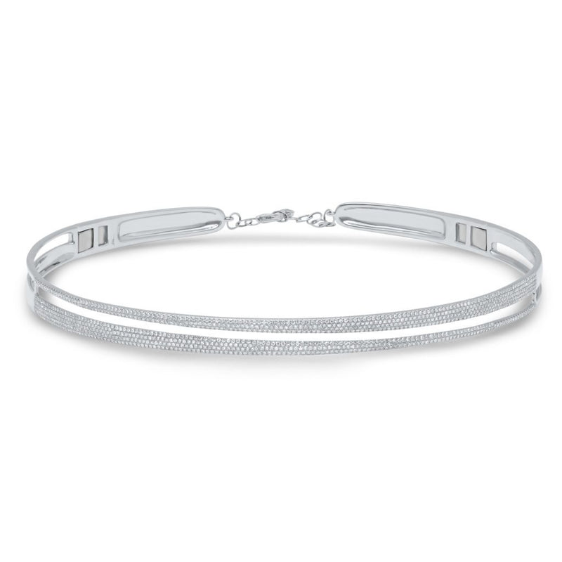 14K White Gold Pave Diamond Split Choker Necklace-Necklaces-Maurice's Jewelers-White Gold-