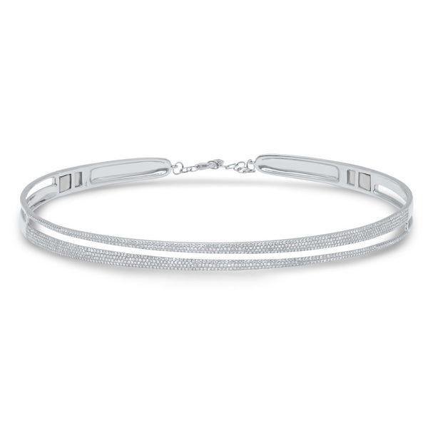14K Yellow Gold Pave Diamond Split Choker Necklace-Necklaces-Maurice's Jewelers-White Gold-