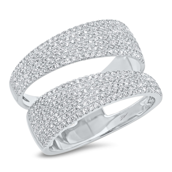 14K White Gold Pave Diamond Split Ring