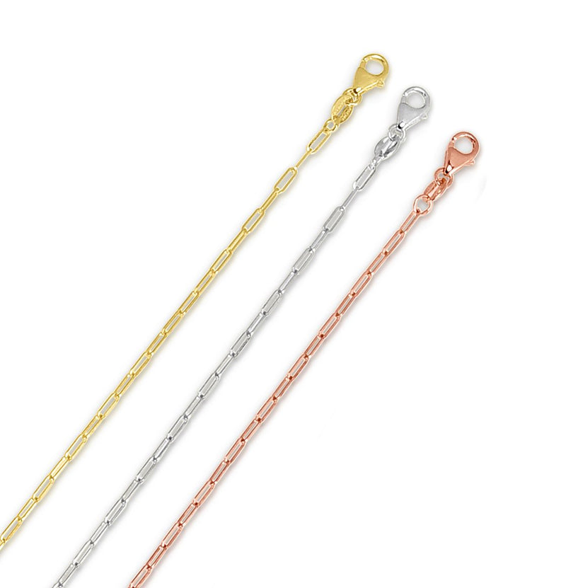 14k Rose Gold 1.5mm Polished Paperclip Chain Necklace-Necklaces-MAURICE'S JEWELERS-