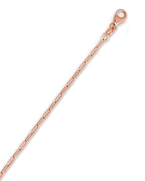 14k Rose Gold 1.5mm Polished Paperclip Chain Necklace