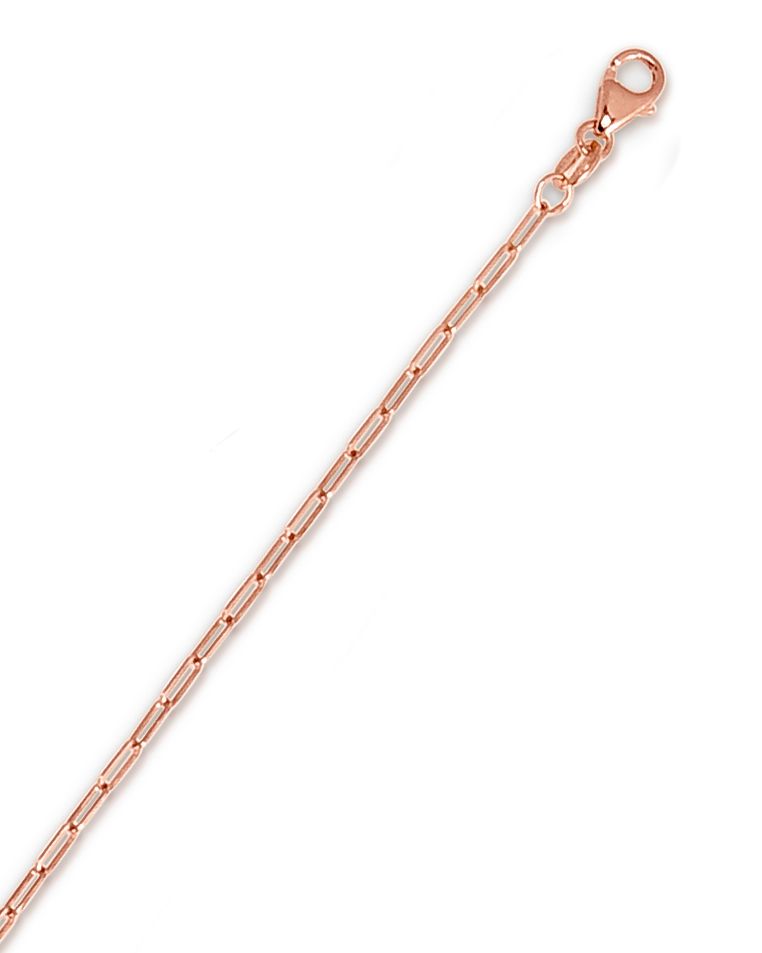14k Rose Gold 1.5mm Polished Paperclip Chain Necklace-Necklaces-MAURICE'S JEWELERS-