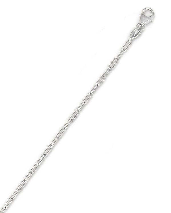 14k White Gold 1.5mm Polished Paperclip Chain Necklace-Necklaces-MAURICE'S JEWELERS-