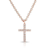 14K White Gold Petite Diamond Cross Necklace