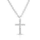 14K Rose Gold Petite Diamond Cross Necklace-Necklaces-Maurice's Jewelers-White Gold-
