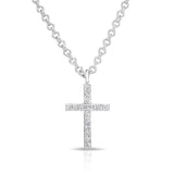 14K Rose Gold Petite Diamond Cross Necklace