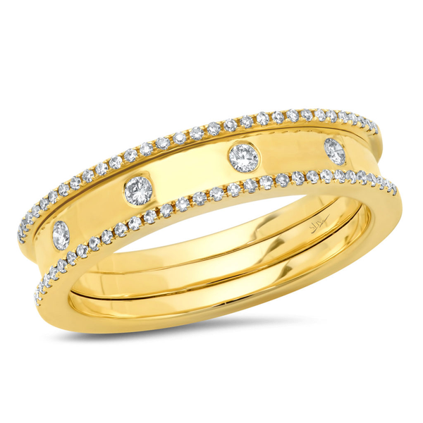 14K Rose Gold Polished Diamond Ring-Rings-Maurice's Jewelers-Yellow Gold-