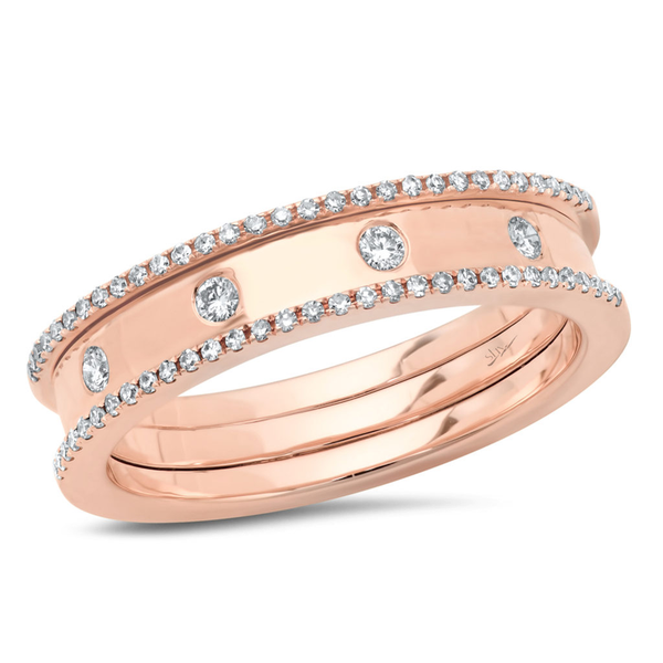 14K Rose Gold Polished Diamond Ring-Rings-Maurice's Jewelers-Rose Gold-