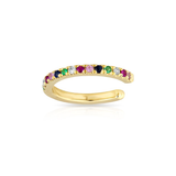 Rainbow Multi-Color Gemstone Ear Cuff-EARRINGS-majolie-Yellow Gold-