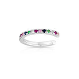 Rainbow Multi-Color Gemstone Ear Cuff-EARRINGS-majolie-White Gold-