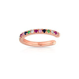 Rainbow Multi-Color Gemstone Ear Cuff-EARRINGS-majolie-Rose Gold-
