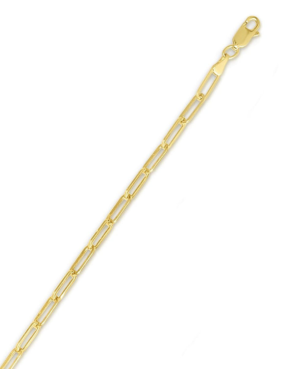 14k Yellow Gold 3.3mm Polished Paperclip Anklet