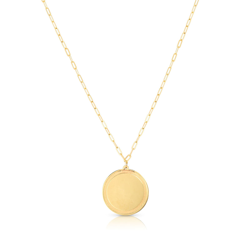 14K Yellow Gold Engraveable Disc Necklace