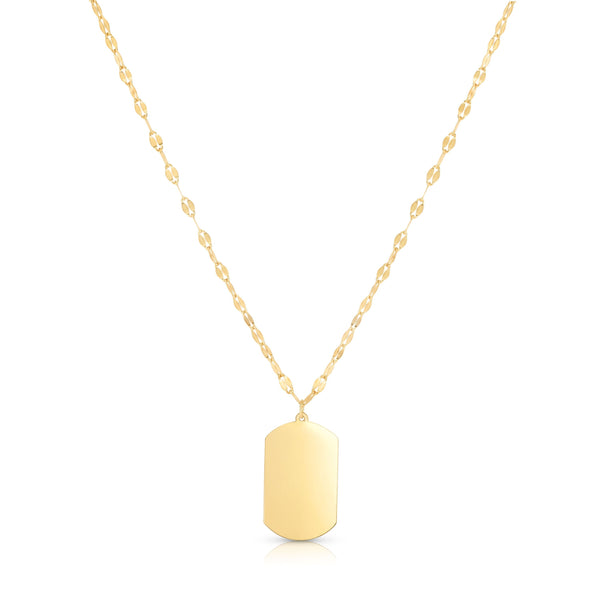 14k Yellow Engraveable Dog Tag Necklace-Necklaces-MAURICE'S JEWELERS-