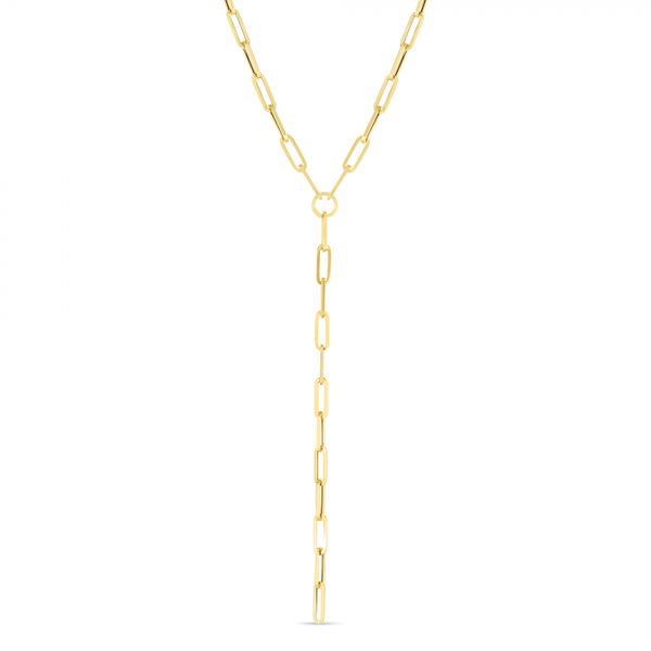 14K Yellow Lariat Paperclip Y-Necklace-Necklaces-MAURICE'S JEWELERS-