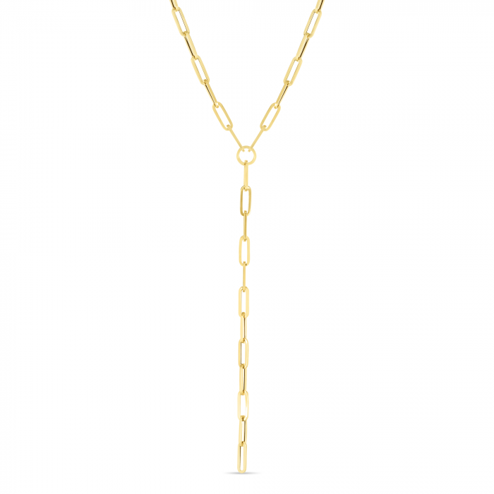 14K Yellow Lariat Paperclip Y-Necklace-Necklaces-MAURICE'S JEWELERS-