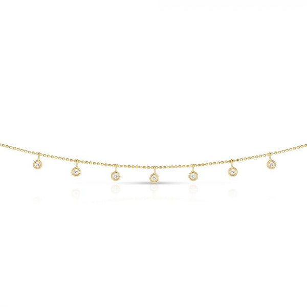 Yellow 14K Gold 0.25CT Dangling Diamonds(9) Necklace