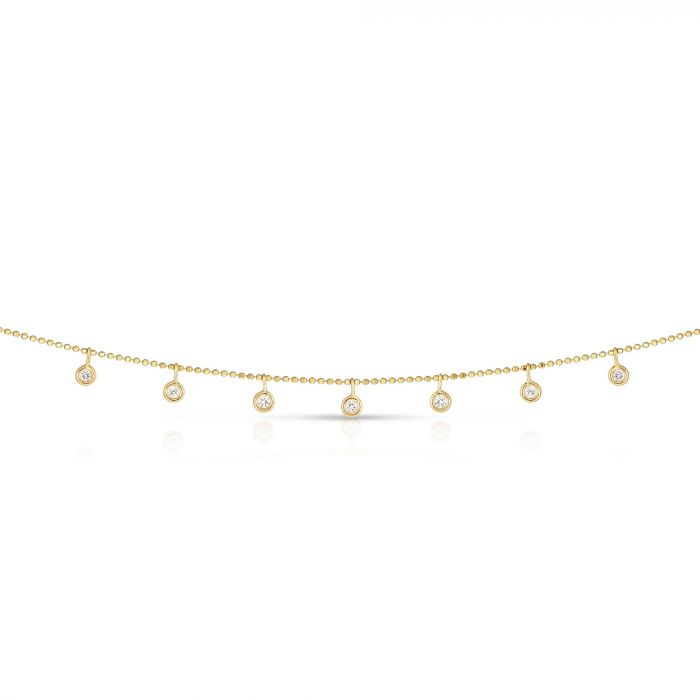 Yellow 14K Gold 0.25CT Dangling Diamonds(9) Necklace-Necklaces-Maurice's Jewelers-