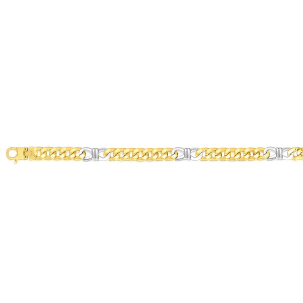 Two Tone 14K Gold Fancy Figaro Cuban Link with Infinity Link Chain