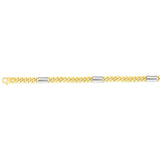Two Tone 14K Gold Fancy Figaro Cuban Link with Bar Stations
