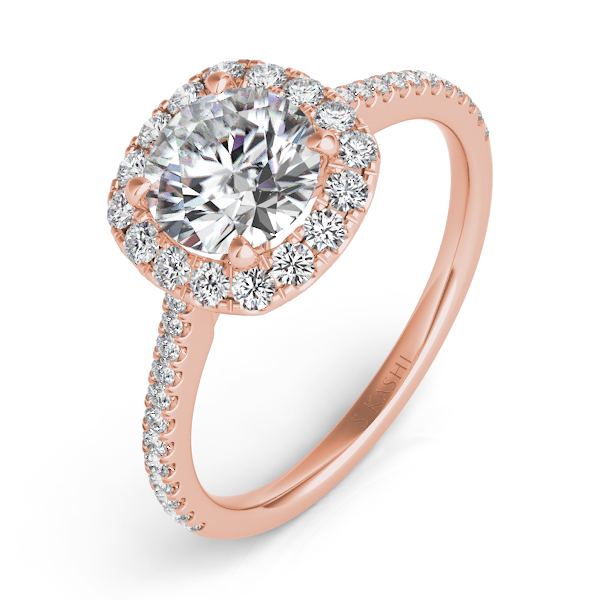 14K Rose Gold Rose Gold Cushion Halo Mounting