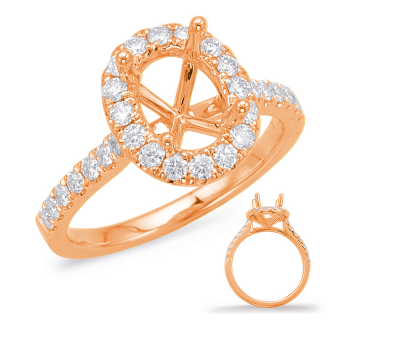 14K Rose Gold Diamond Oval Halo Mounting-mounting-S KASHI-