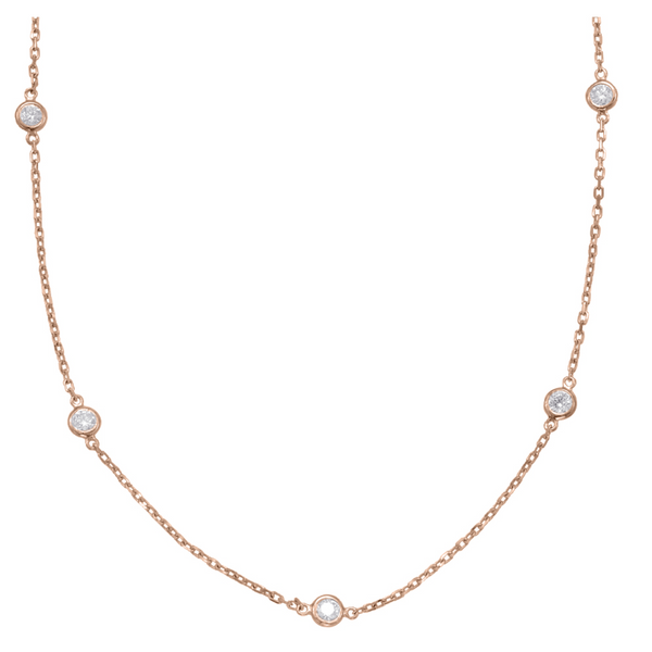 14K Rose Gold Rose Gold Diamonds By The Yard Necklace-Necklaces-S KASHI-