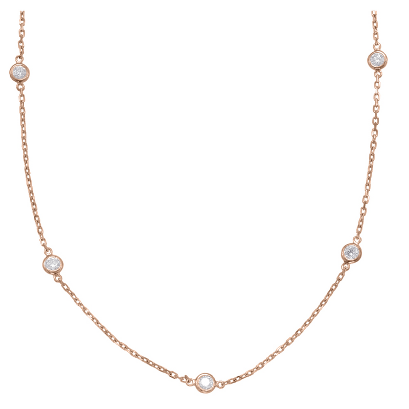 14K Rose Gold Rose Gold Diamonds By The Yard Necklace