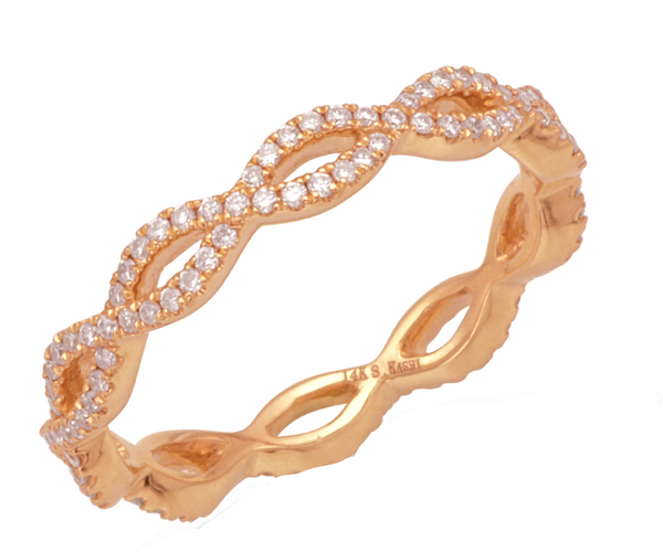 14K Rose Gold "Twisted" Diamond Eternity Band