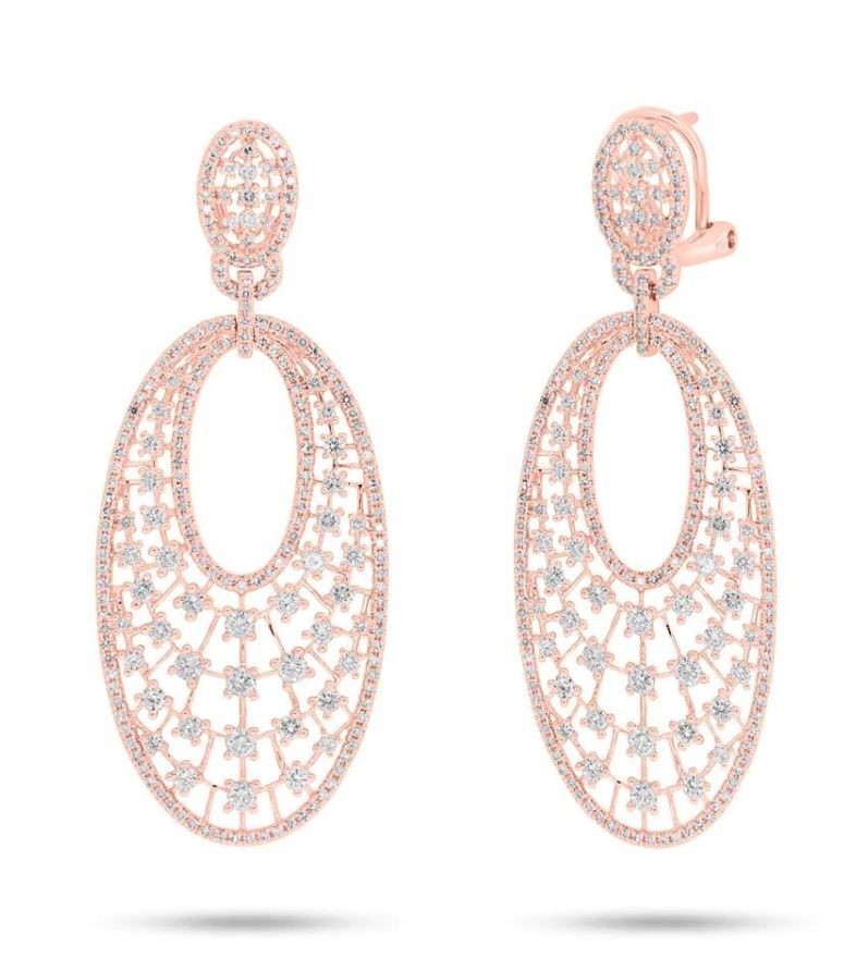 14k Rose Gold Diamond Earrings-Earrings-Maurice's Jewelers-
