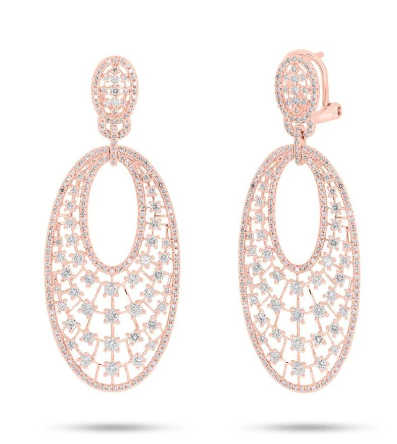 14k Rose Gold Diamond Earrings