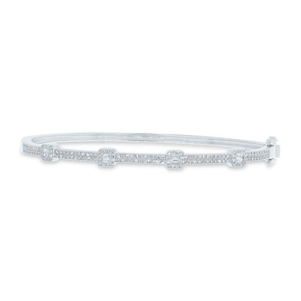 14K Yellow Gold Round and Baguette Diamond Bangle-Bracelets-Maurice's Jewelers-White Gold-