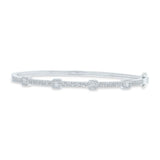 14K Rose Gold Round and Baguette Diamond Bangle